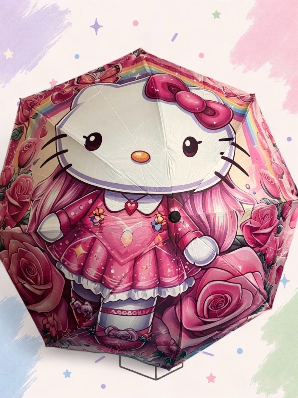 FULL-SIZE Hello Kitty Inspired Compact Folding Umbrella | Pink Kawaii | New